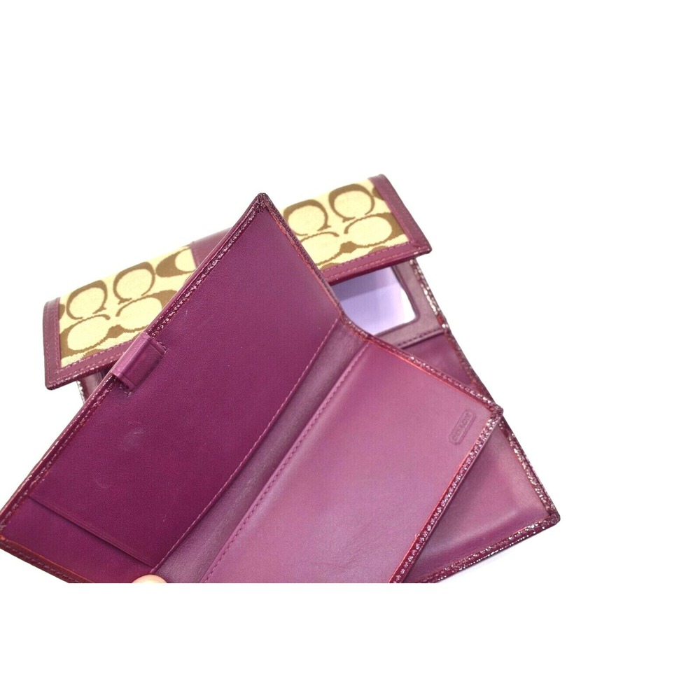 Coach Signature Collection Wallet Brown Purple Woven Jacquard Leather NWT - Picture 8 of 11